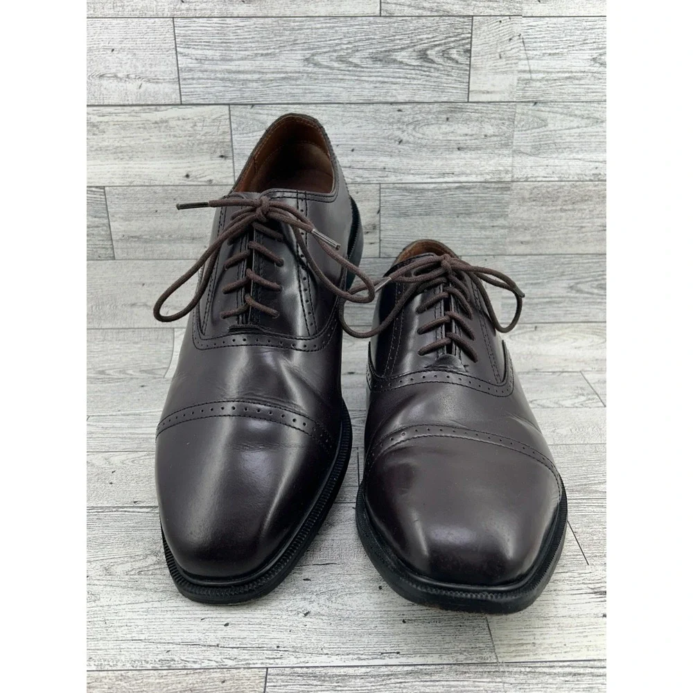 Rockport Mens K71639 Cap Toe Oxford Dark Brown Leather‎ Shoes Adiprene Size 9W